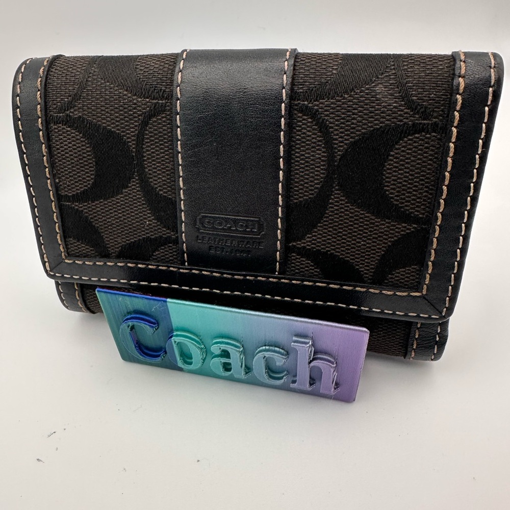 EUC Coach Signature Black and Brown Wallet.  UNISEX